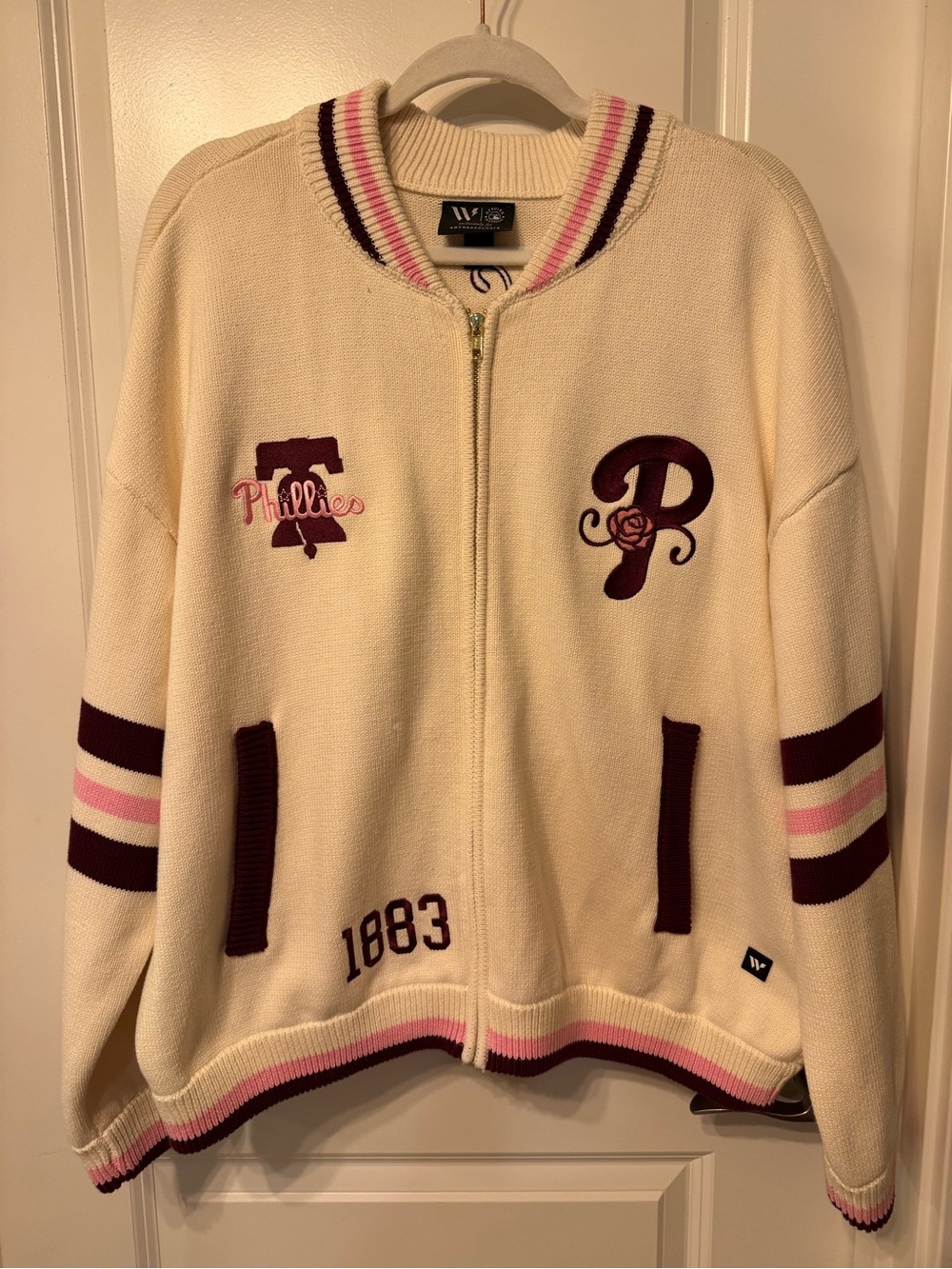 Rare Anthropologie Wild Collective Philadelphia Phillies MLB Jacquard Cardigan